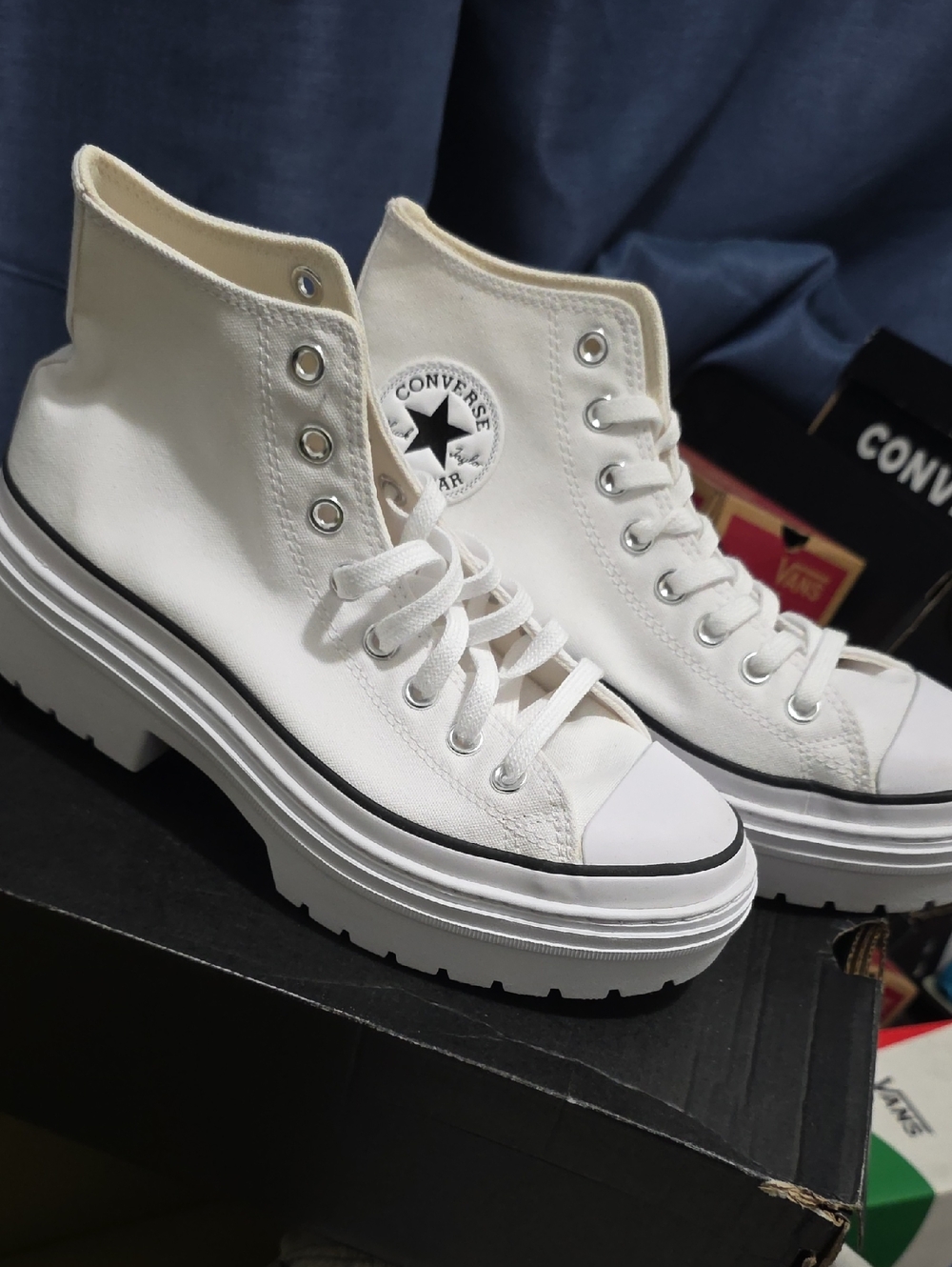 Converse White High-Top Platform Chuck Taylor Sneakers